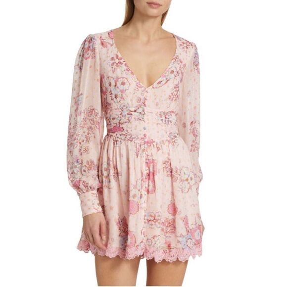 HEMANT & NANDITA Floral Print Button-Front Minidress size S - Picture 3 of 16